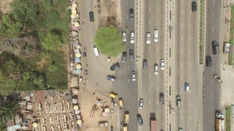 Drone view of an intersection in Kano State Stock Footage 304738505