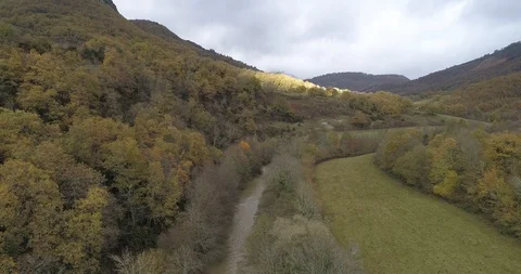 Drone view of Irati river in Navarra, Spain Stock Footage 111836717