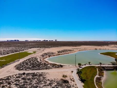 Drone View Of Isla Del Mar Golf Course in Cholla Bay Near Puerto Penasco, Mexico Stock Photos