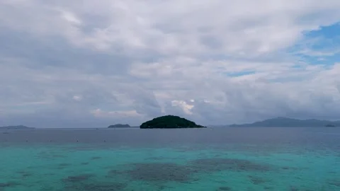 Drone View of Island Under Cloudy Sky – Coron Palawan Stock Footage 320855019