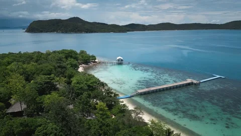 Drone view of islands tropical beach. View will captivate you with beauty of Stock Footage 256298626