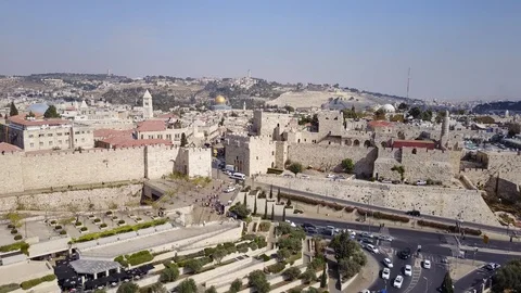 Drone view of the Jaffa Gate. Jerusalem. DJI-0039-03 Stock Footage 104499508
