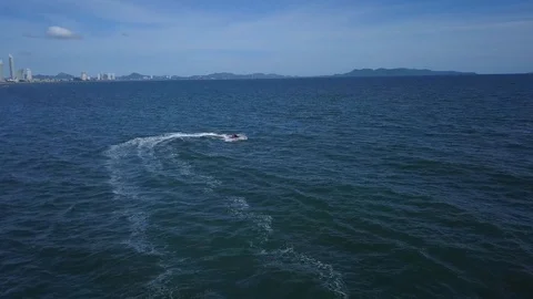 Drone View of Jet Ski in Bangkok sea Stock Footage 122829172