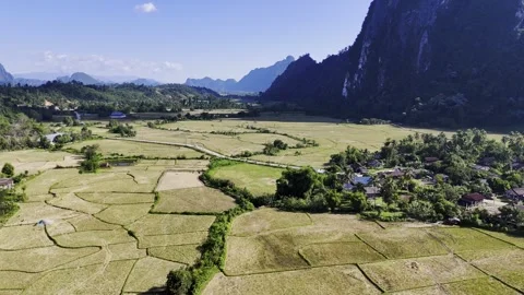 Drone view of karst mountains in Vang Vieng, Laos – 4K Video stock 325079417