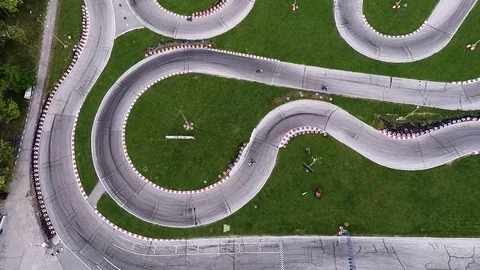 Drone View of Karting Track in Varna Vinitsa 2017 库存影片 80461007