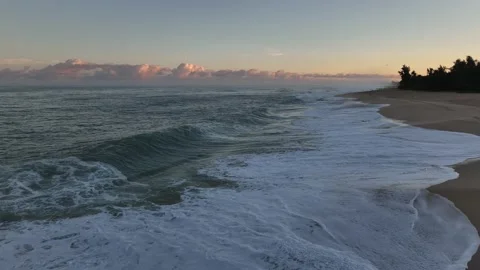 A drone view of Ke Iki beach on the North Shore. Stock Footage 218408435