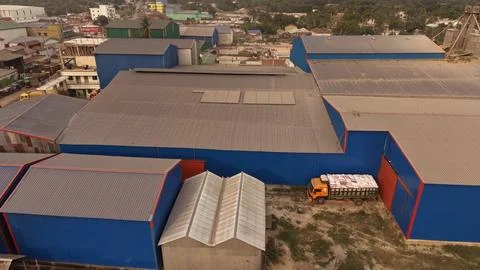 Drone View of the Khajanagar Rice Processing Factory in Kushtia Stock Photos