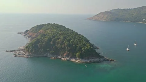 Drone View of Ko Man Island near Promthep Cape, Phuket Stock Footage 318779665