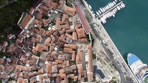 Drone view of Kotor Bay and the coastal town of Kotor, Montenegro. Stock Footage 311085568