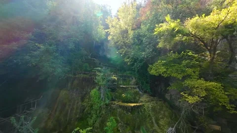 Drone view Krushuna Falls are a series of waterfalls in northern Bulgaria 스톡 동영상 286251378