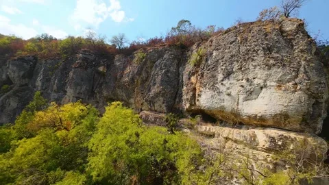 Drone view Krushuna Falls are a series of waterfalls in northern Bulgaria Stock Footage 286251385