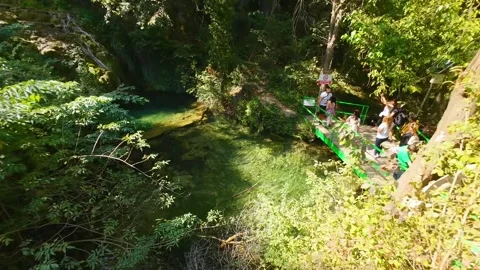 Drone view Krushuna Falls are a series of waterfalls in northern Bulgaria 스톡 동영상 286251467