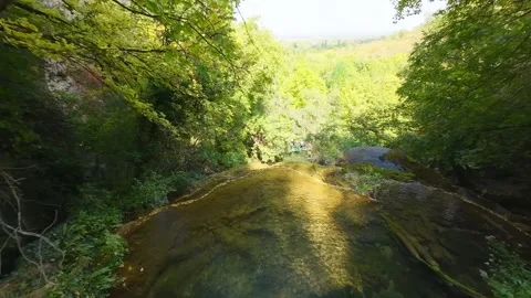 Drone view Krushuna Falls are a series of waterfalls in northern Bulgaria 스톡 동영상 286251544
