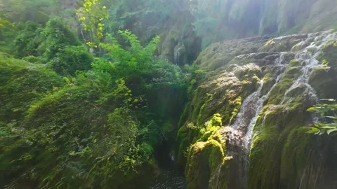 Drone view Krushuna Falls are a series of waterfalls in northern Bulgaria 스톡 동영상 286251570