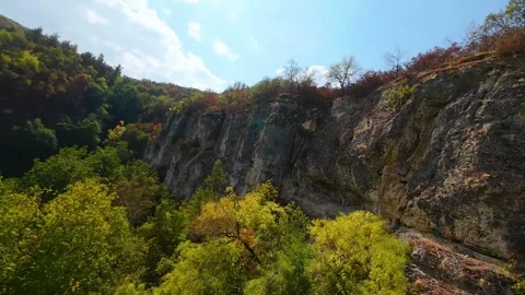 Drone view Krushuna Falls are a series of waterfalls in northern Bulgaria 스톡 동영상 286251576
