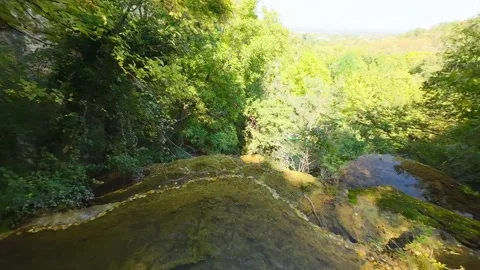 Drone view Krushuna Falls are a series of waterfalls in northern Bulgaria 스톡 동영상 286251612