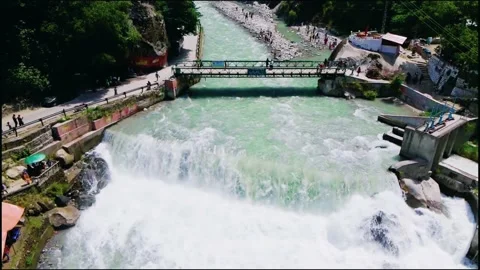 Drone view of , Kutton Waterfall,  Jagran Valley, Kashmir Stock Footage 239505865