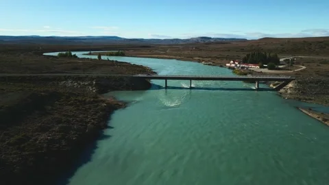 Drone view of La Leona river at Route 40 from El Chalten, Patagonia Argentina 스톡 동영상 237987289