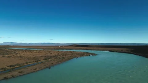 Drone view of La Leona river at Route 40 from El Chalten, Patagonia Argentina Video stock 237987339