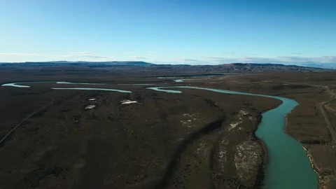 Drone view of La Leona river at Route 40 from El Chalten, Patagonia Argentina Video stock 237987395