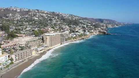 Drone view of Laguna Beach with blue skies and ocean views. Stock Footage 163687466