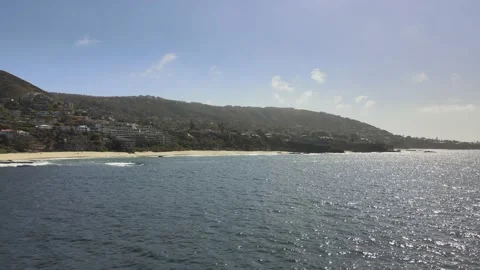 Drone view of the Laguna Beach shoreline in Orange County California Stock Footage 151003564