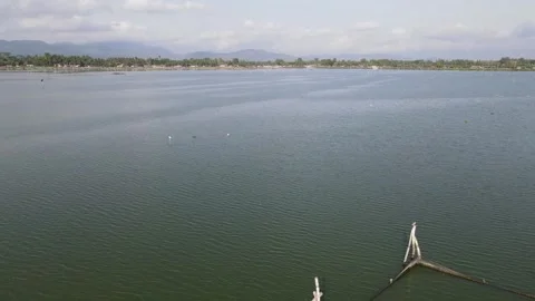 Drone view of the lake around Stock Footage 259933960