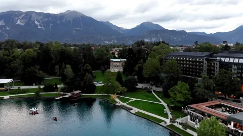 Drone view of Lake Bled in Slovenia Stock Footage 164029102