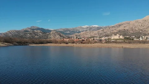 Drone view of a lake Stock Footage 128984676