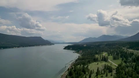 Drone view of Lake in Mountains Stock Footage 266284370