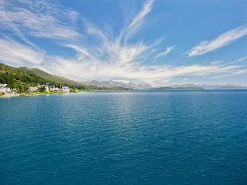 Drone View of Lake Nahuel Huapi in Bariloche on a Clear Day 3 Stock Photos