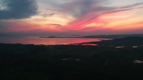 Drone view of the lake with sunset Video stock 150299227