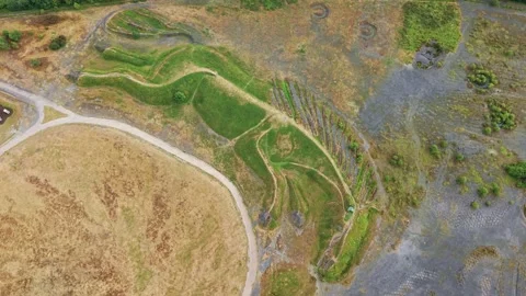 Drone View of Land Art at Parc Penallta, Wales Video stock 322514412