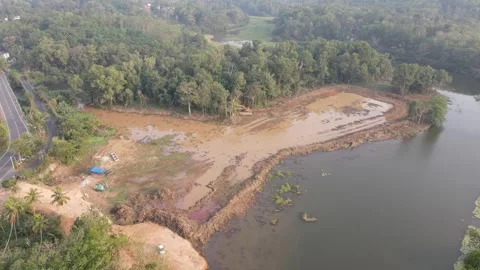 Drone View of Land Development Near Forest and Water Body,Kerala India Video stock 309076787