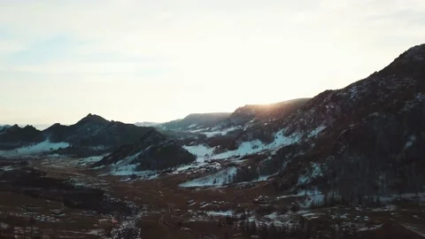 Drone view of landscape in Mongolia during the winter Stock Footage 209251090