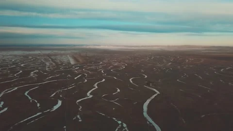 Drone view of landscape in Mongolia during the winter Stock Footage 209251896