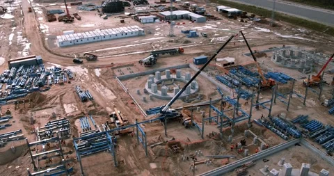 Drone view of a large construction site Stock Footage 138266269