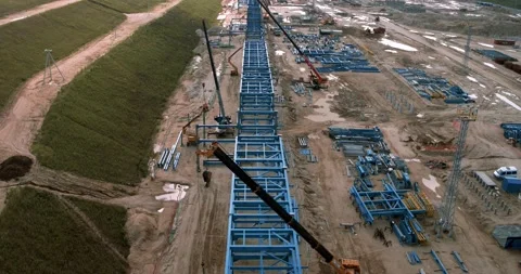 Drone view of a large construction site Stock Footage 138266299