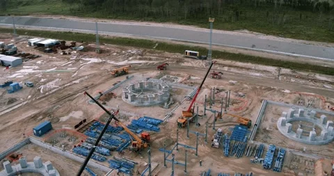 Drone view of a large construction site Stock Footage 138266472