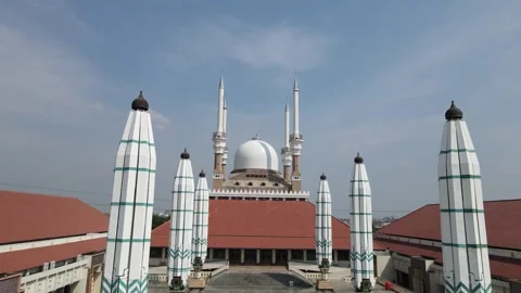 Drone view of the large mosque with four towers Stock Footage 260521251