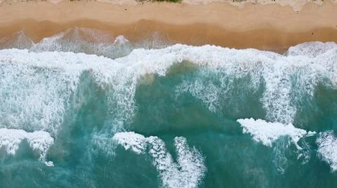 Drone view of large storm waves off the coast Stock Photos