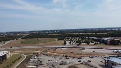 Drone View of Large Texas Construction Site and Road Network Stock Footage 346971628