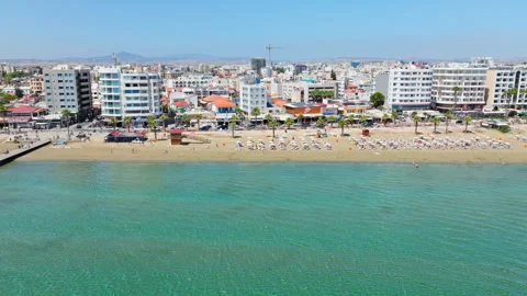 Drone view of Larnaca seafront in Cyprus. Stock Footage 341546653