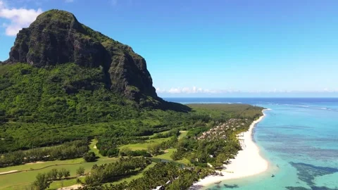 Drone view at Le Morne Beach Mauritius Stock Footage 263866046