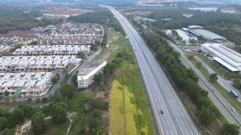 Drone view on LEKAS Highway in Pajam Stock Footage 149280345