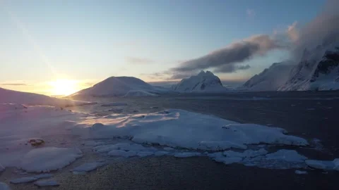 Drone view of Lemaire Strait from Petermann Island, Antarctica Video stock 321611181