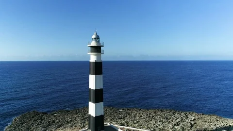 Drone view of a lighthouse on the island of Menorca Stock Footage 119288081