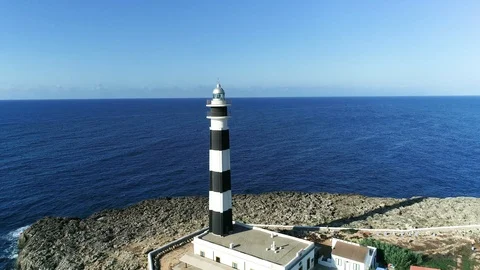 Drone view of a lighthouse on the island of Menorca Stock Footage 119288104