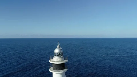 Drone view of a lighthouse on the island of Menorca Stock Footage 119536178