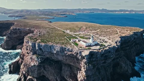 Drone view of a lighthouse scenic viewpoint offering dramatic sea views. Stock Footage 219572083